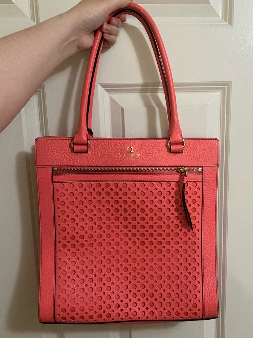 Kate Spade Perri Lane Bubbles Lynn Tote - Coral Pink Leather